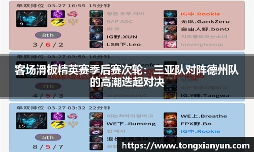 客场滑板精英赛季后赛次轮：三亚队对阵德州队的高潮迭起对决